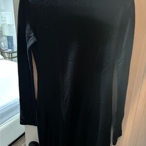 Black Long Sleeve Wool Casual Dress